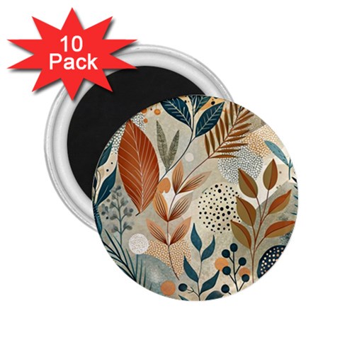 Leaves Pattern Floral 2.25  Magnets (10 pack)  from ArtsNow.com Front