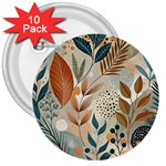 Leaves Pattern Floral 3  Buttons (10 pack) 