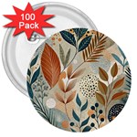 Leaves Pattern Floral 3  Buttons (100 pack) 