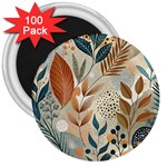 Leaves Pattern Floral 3  Magnets (100 pack)