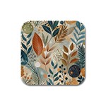 Leaves Pattern Floral Rubber Square Coaster (4 pack)