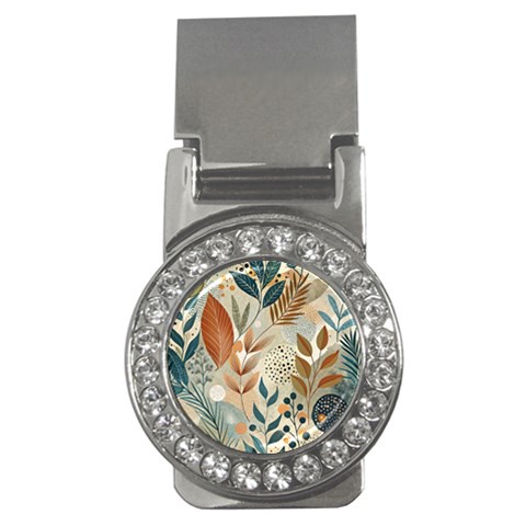 Leaves Pattern Floral Money Clips (CZ)  from ArtsNow.com Front