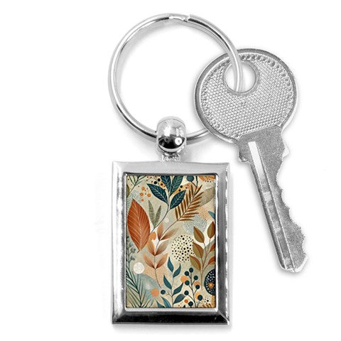 Leaves Pattern Floral Key Chain (Rectangle) from ArtsNow.com Front