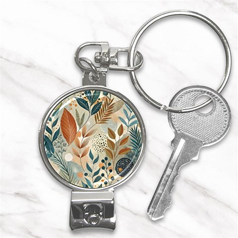 Leaves Pattern Floral Nail Clippers Key Chain from ArtsNow.com Front