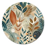 Leaves Pattern Floral Magnet 5  (Round)