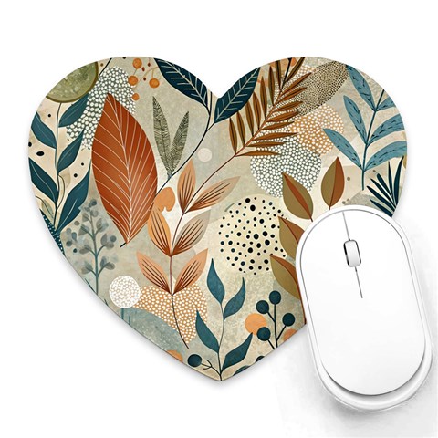 Leaves Pattern Floral Heart Mousepad from ArtsNow.com Front