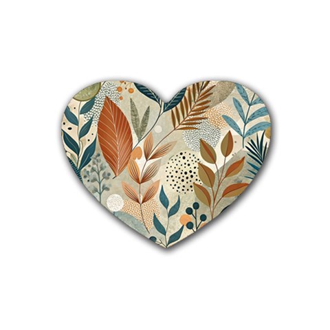 Leaves Pattern Floral Rubber Coaster (Heart) from ArtsNow.com Front