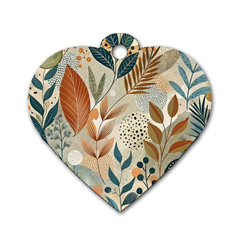 Leaves Pattern Floral Dog Tag Heart (One Side) from ArtsNow.com Front