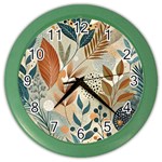 Leaves Pattern Floral Color Wall Clock