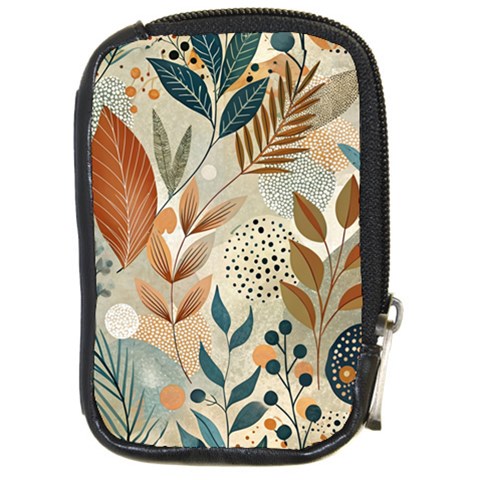 Leaves Pattern Floral Compact Camera Leather Case from ArtsNow.com Front