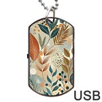 Leaves Pattern Floral Dog Tag USB Flash (Two Sides)