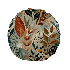 Leaves Pattern Floral Standard 15  Premium Round Cushions from ArtsNow.com Back