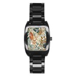 Leaves Pattern Floral Stainless Steel Barrel Watch