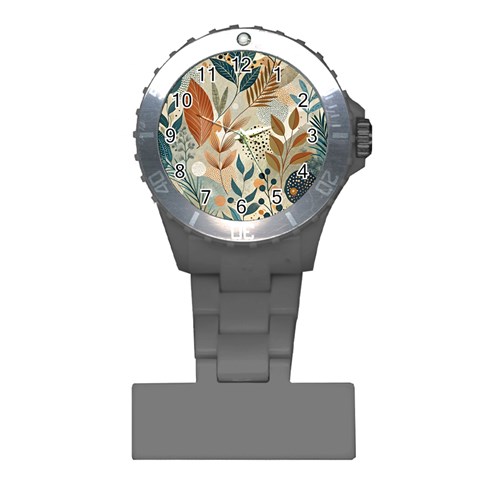 Leaves Pattern Floral Plastic Nurses Watch from ArtsNow.com Front