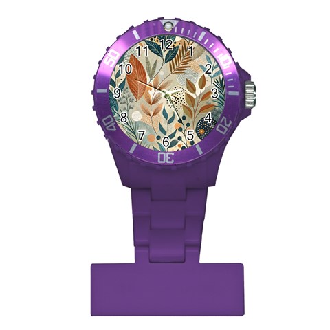 Leaves Pattern Floral Plastic Nurses Watch from ArtsNow.com Front