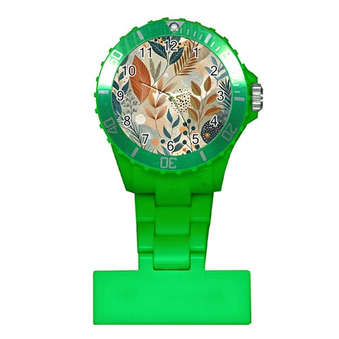 Leaves Pattern Floral Plastic Nurses Watch from ArtsNow.com Front