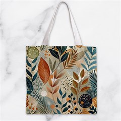 Leaves Pattern Floral Zipper Grocery Tote Bag from ArtsNow.com Front