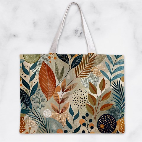 Leaves Pattern Floral Zipper Mini Tote Bag from ArtsNow.com Back