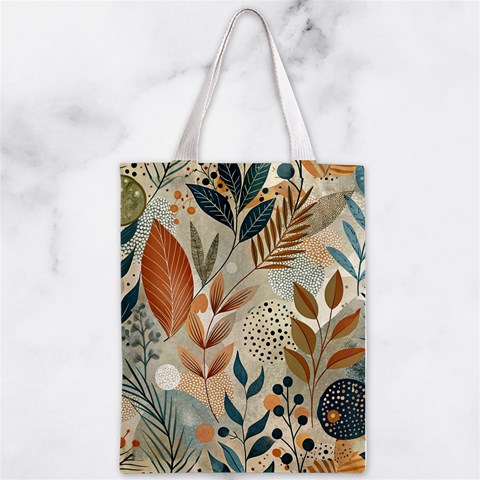 Leaves Pattern Floral Zipper Classic Tote Bag from ArtsNow.com Front