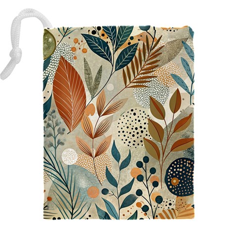 Leaves Pattern Floral Drawstring Pouch (4XL) from ArtsNow.com Back