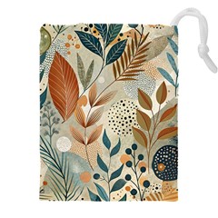 Leaves Pattern Floral Drawstring Pouch (5XL) from ArtsNow.com Front