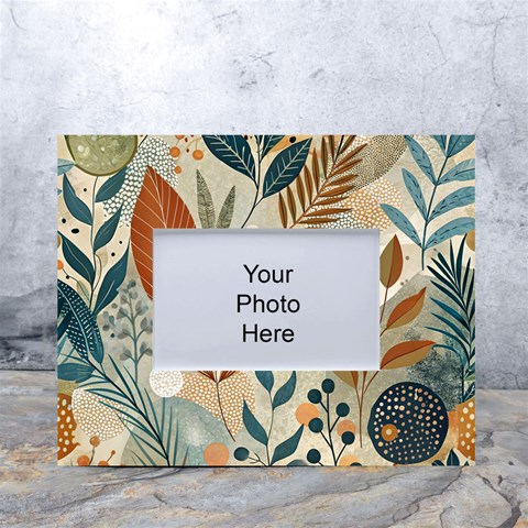 Leaves Pattern Floral White Tabletop Photo Frame 4 x6  from ArtsNow.com Front