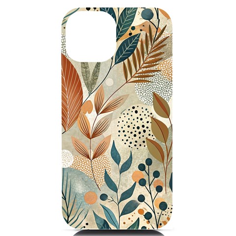 Leaves Pattern Floral iPhone 14 Black UV Print Case from ArtsNow.com Front