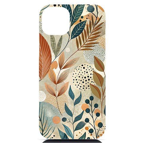 Leaves Pattern Floral iPhone 14 Plus Black UV Print Case from ArtsNow.com Front