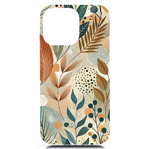 Leaves Pattern Floral iPhone 14 Pro Max Black UV Print Case from ArtsNow.com Front