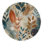 Leaves Pattern Floral Round Glass Fridge Magnet (4 pack)