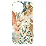 Leaves Pattern Floral iPhone 15 Black UV Print PC Hardshell Case