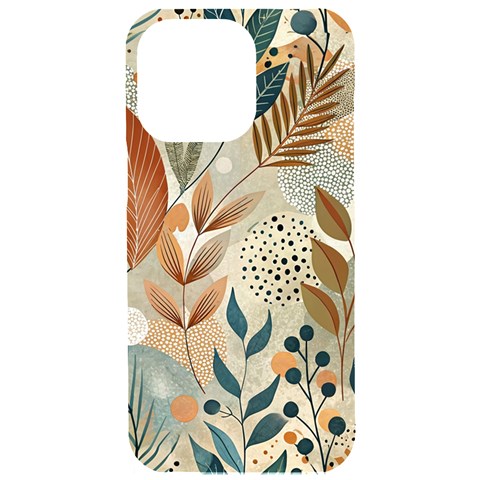 Leaves Pattern Floral iPhone 15 Pro Max Black UV Print PC Hardshell Case from ArtsNow.com Front