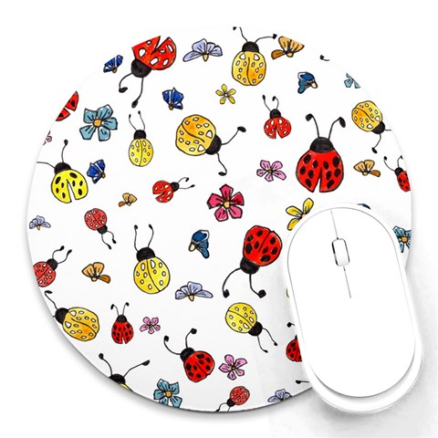 Seamless Pattern Nature Flowers Round Mousepad from ArtsNow.com Front