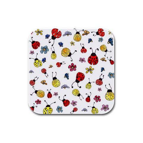 Seamless Pattern Nature Flowers Rubber Square Coaster (4 pack) from ArtsNow.com Front