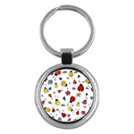 Seamless Pattern Nature Flowers Key Chain (Round)