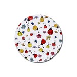 Seamless Pattern Nature Flowers Rubber Round Coaster (4 pack)