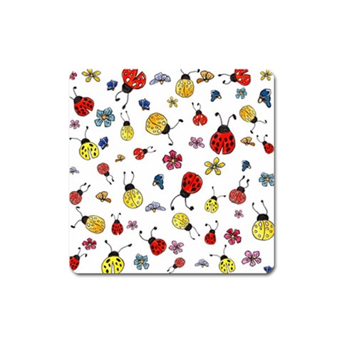 Seamless Pattern Nature Flowers Square Magnet from ArtsNow.com Front