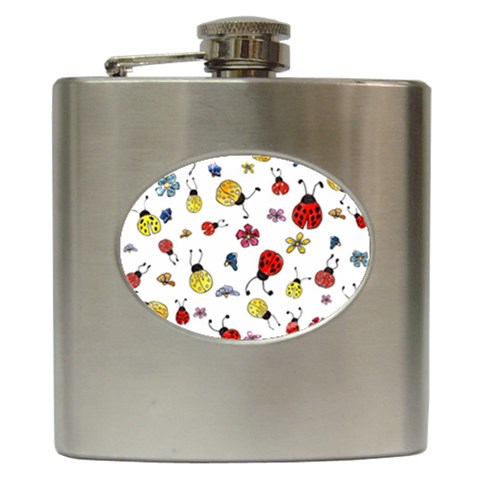 Seamless Pattern Nature Flowers Hip Flask (6 oz) from ArtsNow.com Front