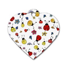 Seamless Pattern Nature Flowers Dog Tag Heart (Two Sides) from ArtsNow.com Front