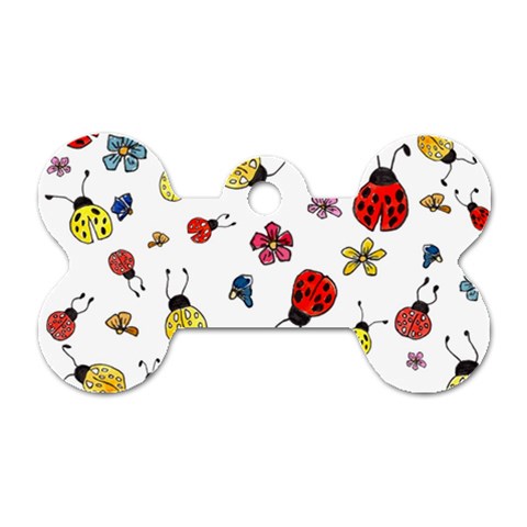 Seamless Pattern Nature Flowers Dog Tag Bone (One Side) from ArtsNow.com Front