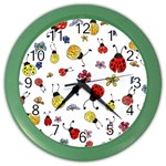 Seamless Pattern Nature Flowers Color Wall Clock