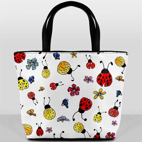 Seamless Pattern Nature Flowers Bucket Bag from ArtsNow.com Back