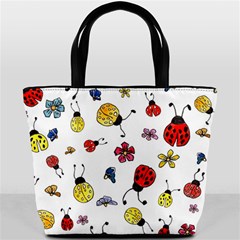 Seamless Pattern Nature Flowers Bucket Bag from ArtsNow.com Back