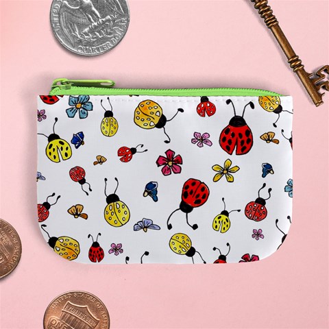 Seamless Pattern Nature Flowers Mini Coin Purse from ArtsNow.com Front