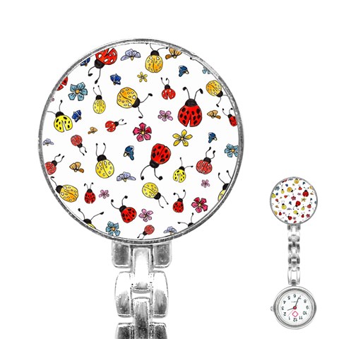 Seamless Pattern Nature Flowers Stainless Steel Nurses Watch from ArtsNow.com Front