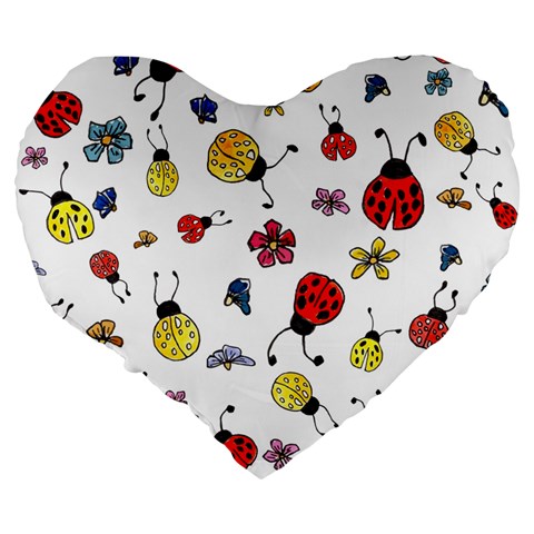 Seamless Pattern Nature Flowers Large 19  Premium Flano Heart Shape Cushions from ArtsNow.com Back