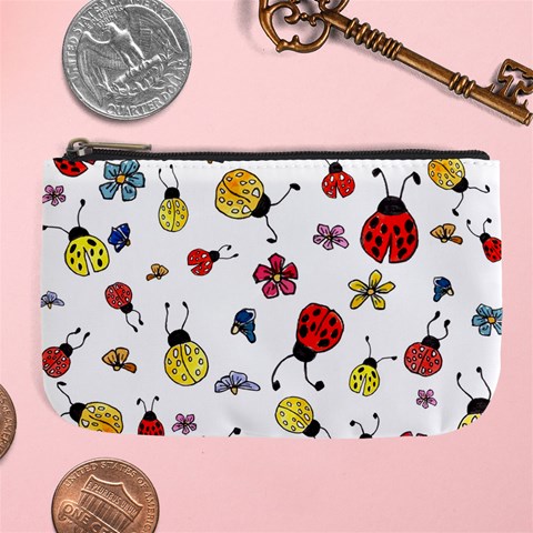 Seamless Pattern Nature Flowers Large Coin Purse from ArtsNow.com Front