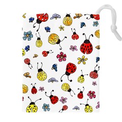 Seamless Pattern Nature Flowers Drawstring Pouch (5XL) from ArtsNow.com Front