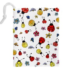 Seamless Pattern Nature Flowers Drawstring Pouch (5XL) from ArtsNow.com Back