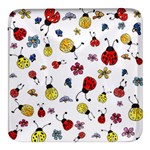 Seamless Pattern Nature Flowers Square Glass Fridge Magnet (4 pack)